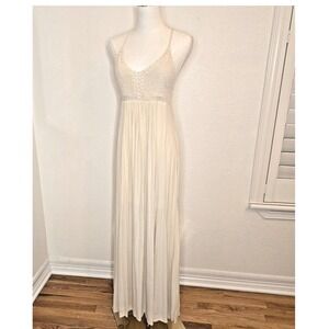 Lulus Ivory Crochet Lace Maxi Dress Cottagecore Fairy Boho Wedding Guest S